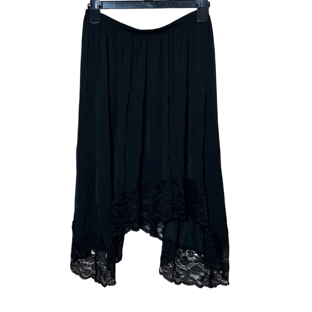Whimsigoth Dark Romantic Aerie Black Lace Midi Skirt S Handkerchief Hem Goth
